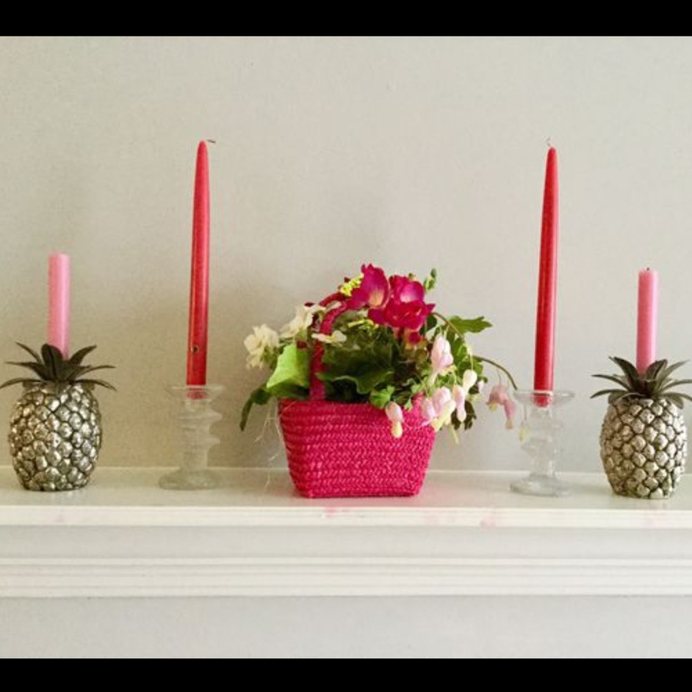 Set of Two Pineapple Motif Candle Holders